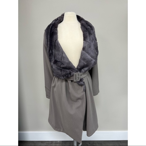 Malloni Jackets & Blazers - Malloni Fur Lined Taupe Coat